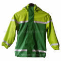 Green PU Reflective Raincoat for Children